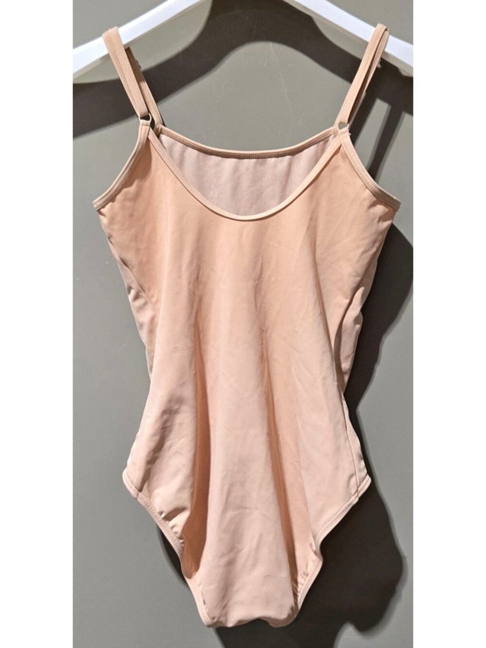 Weissman Dual Strap Nude Color High Back Camisole Leotard -- Girls' Size LC 14 - Picture 2 of 5